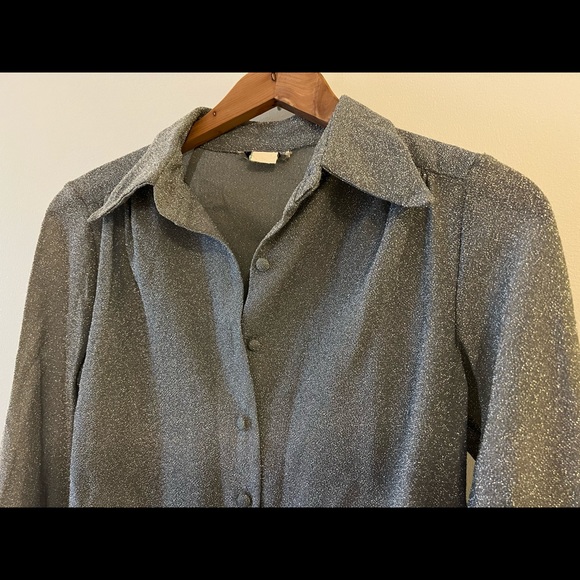 Fred Rothschild Silver Sparkle 70’s Blouse and Pant Set, Size 8 - Picture 9 of 10